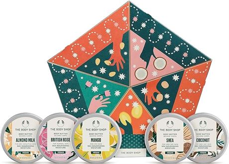 The Body Shop Slather & Nourish Body Butter Body Care Holiday Gift Set, Vegan, 5