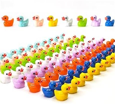 8 Colors glacely 120 PCS Mini Resin Ducks Charms Ornament