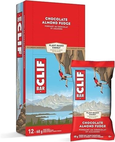 CLIF BAR - Energy Bars - Chocolate Almond Fudge 68 Gram Protein Bars, 12 Count