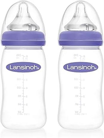 2 Lansinoh Baby Bottles Medium Flow Transparent 240 ml