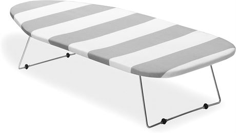 Whitmor Tabletop Ironing Board, Grey/White Striped Cover