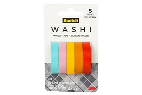 Scotch Washi Tape, Summer Design, 5 Rolls, Great for Bullet Journaling, Scrapboo