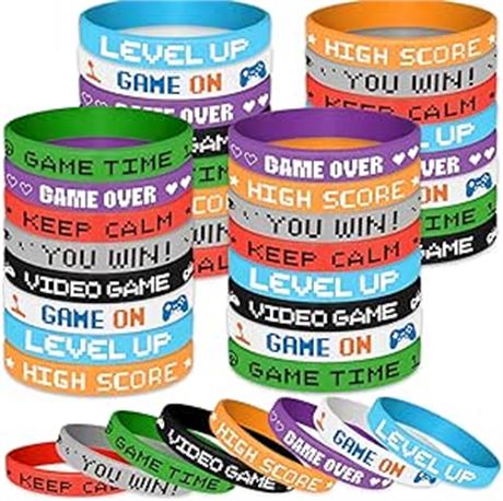 ASTARON 32 Pieces Video Game Rubber Wristband Colored Bracelets