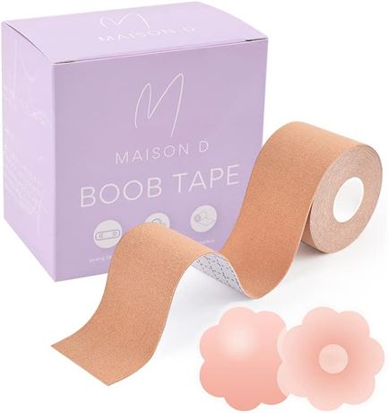 Maison D Boob Tape, Breast Lift Body Adhesive for A - G Cups with Nipple Covers