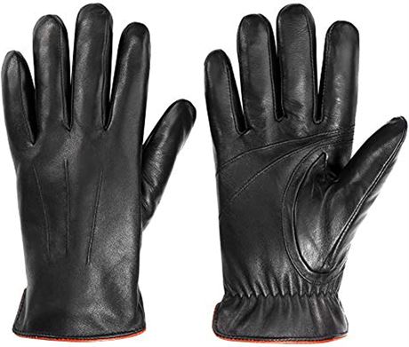 LRG - MaxW Autumn Winter Mens Leather Gloves Black Touchscreen Sheepskin Gloves