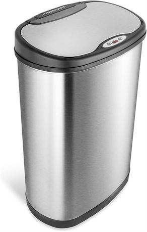 Ninestars Automatic Touchless Motion Sensor Oval Trash Can, 13 gallon/50 L