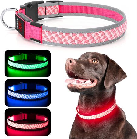 MED -  Flashseen Light Up Dog Collar,USB Rechargeable LED Dog Collar Lights