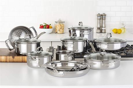 Viking Culinary 17 Piece 40011-9997 Cookware Set, Multiple, Silver