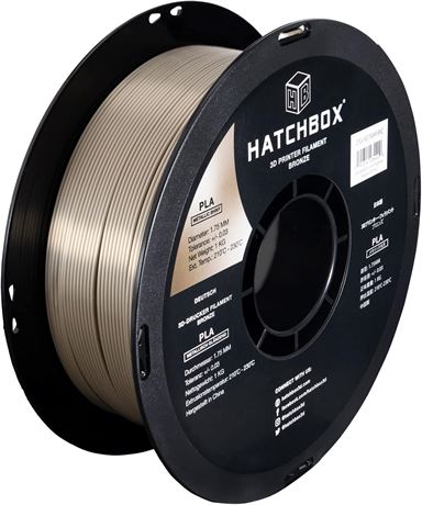 HATCHBOX Metallic Finish PLA 3D Printer Filament, 1 kg Spool, 1.75 mm, Bronze