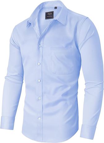 3XL - Alimens & Gentle Men's Dress Shirts Long Sleeve Stretch Wrinkle-Free