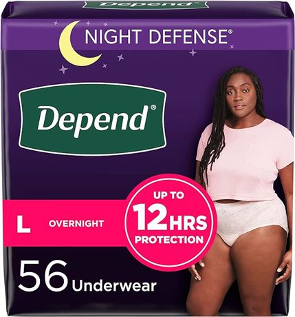SIZE L -  Depend Night Defense Adult Incontinence Underwear for Women,