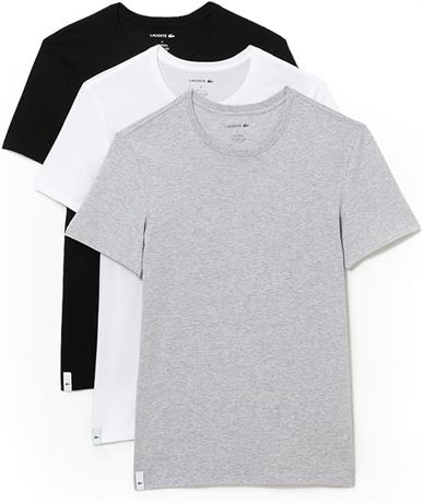 XXL - Lacoste Mens Essentials 3 Pack 100% Cotton Slim Fit Crew Neck T-Shirts