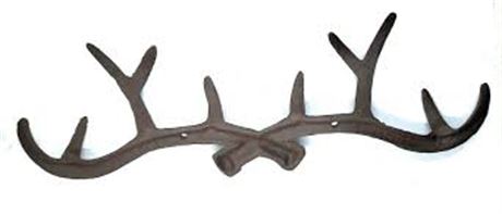 KiaoTime l Vintage Rustic Cast Iron Deer Antlers Wall Hat Hook Coat Rack