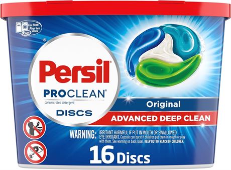 Persil 2400776 Persil ProClean 4 Chamber Discs Laundry Detergent, Original, 16 C
