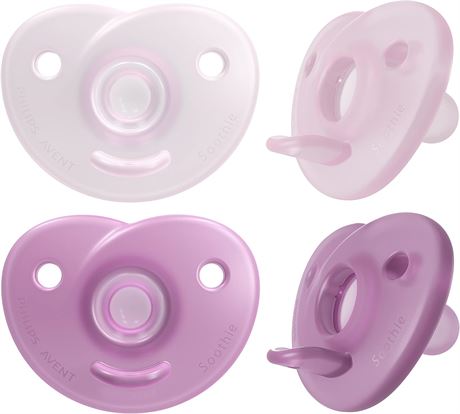 Philips Avent Soothie Heart Pacifier 0-3m, Pink/Light Pink, 4 pack, SCF099/42