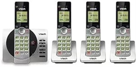 VTech DECT 6.0 Four Handset Cordless Phones  Call Block Silver/Black, CS6929-4