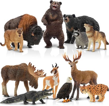 TOYMANY 12PCS Safari Animal Figurines, Realistic Animal Figures Set