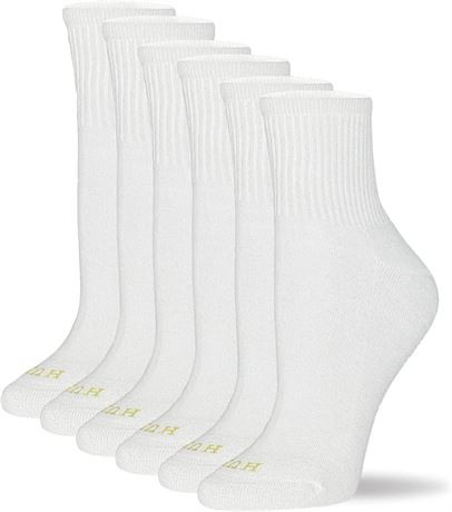 Hue Women's Mini Crew Sock 6-Pack, White, One Size