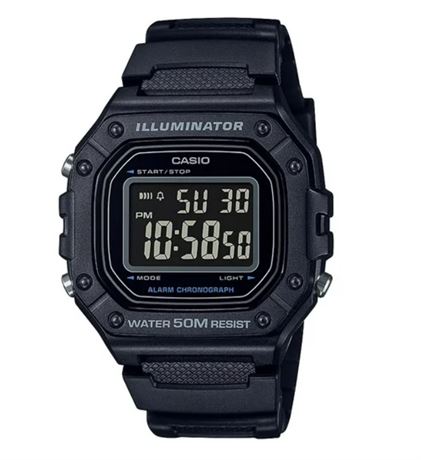 Casio Illuminator Daily Alarm Chronograph Digital Stopwatch W218H-1BV