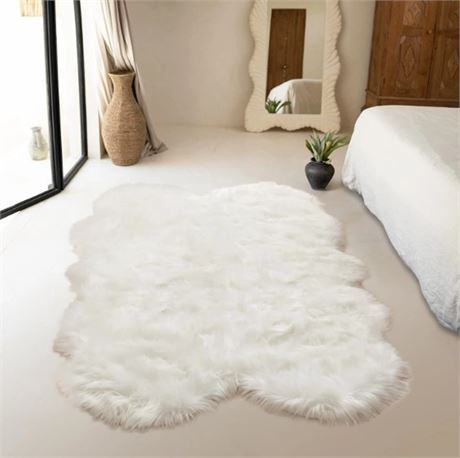 4X6 Fluffy white rug