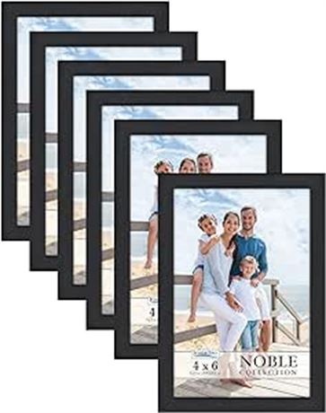 Icona Bay 4x6 (10x15 cm) Picture Frames (Black, 6 Pack), Modern Professional
