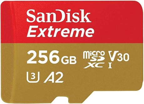 SanDisk 256GB Extreme MicroSDXC UHS-I Memory Card - C10, U3, V30, 4K, A2,