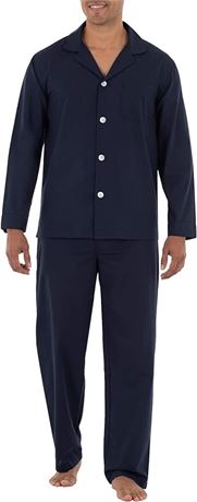 2XL - Fruit of the Loom Mens Long Sleeve Broadcloth Pajama Set