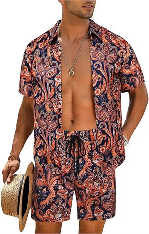 LRG - EISHOPEER Men's Casual Button Down Short Sleeve Hawaiian Shirt Suits