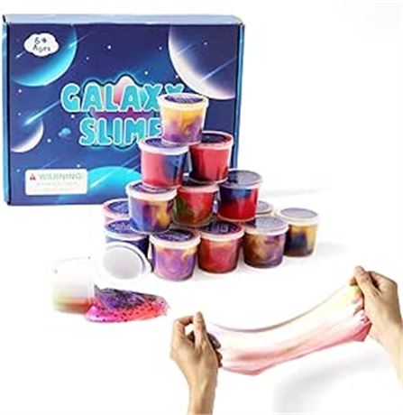 Slime Kit for Kids Aged 5 6 7 8 9, 16 Pcs Galaxy Slime Toys Set Party Favors