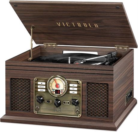 Victrola Nostalgic 6-in-1 Bluetooth Record Player & Multimedia Center, Espresso