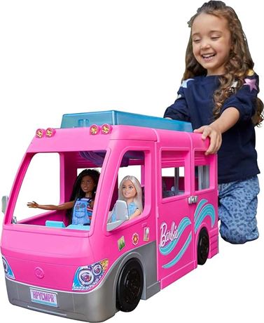 Barbie Camper Playset, DreamCamper Toy Vehicle with 60 Accessories