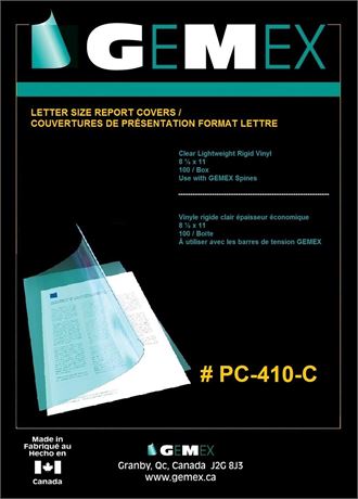 Gemex PC-410-C Vinyl Report Covers Letter Size Clear