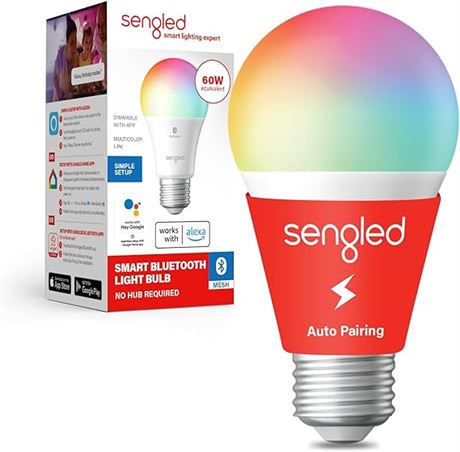 A19 E26 Sengled Smart Light Bulbs, Color Changing Alexa Light Bulb Bluetooth