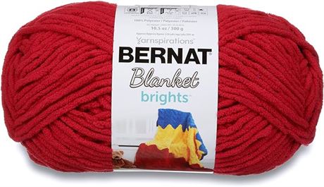 2 Pack Bernat 16121212001 Blanket Brights Big Ball Yarn, 10.5 Ounce, Racecar Red