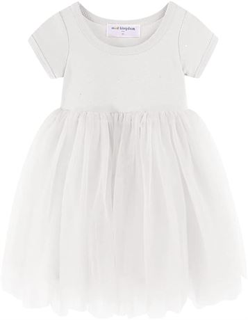 4T Mud Kingdom Toddler Girls Dress Princess Short Sleeve, Sequin White