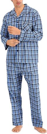 2XL - Hanes Mens Long Sleeve Long Leg Woven Pajama Set