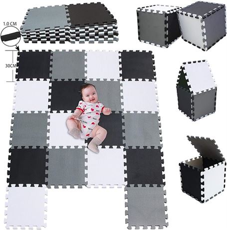 11.81 x 11.81 x 0.39" MSHEN 18 Pieces Foam Play Mats, Puzzle Playmat for Floor