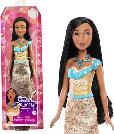 Mattel Disney Princess Pochontas Fashion Doll, Sparkling Look with Black Hair