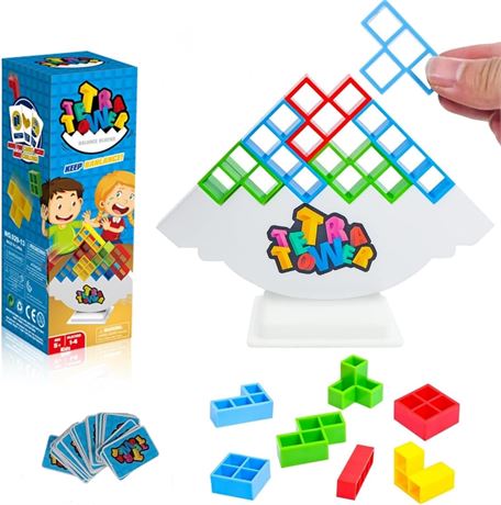 48Pcs Tetra Tower Game, Stack Attack Block Puzzle Game, Board Team Tower Game