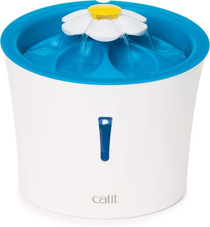 Catit LED Flower Fountain, Cat Water Fountain, Blue, 43747