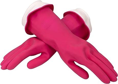 Medium Pink Casabella Pack of 2 Reusable Latex Water Block Cleaning Gloves