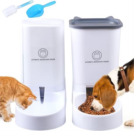 Automatic Cat Feeder, 3.8L Pet Feeder Automatic, Cat Dog Water Dispenser 2 Piece