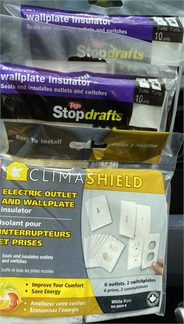 Stopdrafts - 3 packs of 10 electric outlet, switches and wallplate insulators