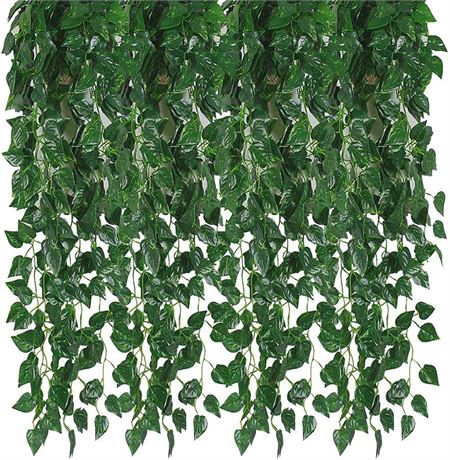 Kalolary Artificial Ivy Garland 84 Feet 12 Strands Leaves Vine Green Plants