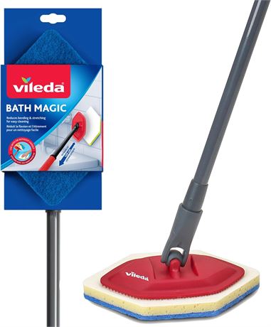 Vileda Bath Magic Bathroom and Tub Mop | Multisurface Cleaning Mop | Safe to Use
