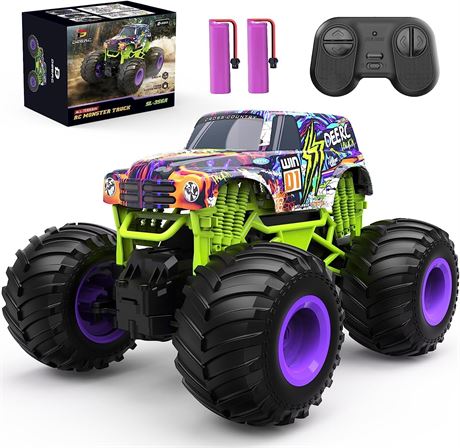 DEERC All Terrain Remote Control Monster Truck Toy,1:16 Scale RC Car
