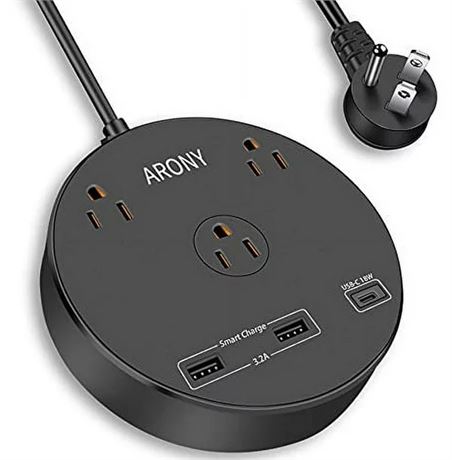 Power Strip with USB C, ARONY Surge Protector Power Strip with 3 Widely Spaced