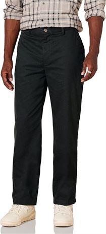 34Wx33L Essentials Mens Classic-Fit Wrinkle-Resistant Flat-Front Chino Pant