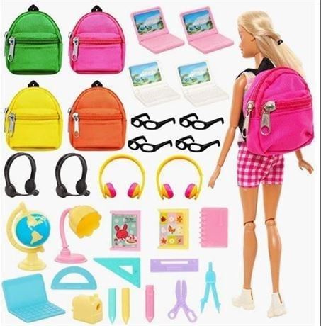 Barwa Girls 27 pieces Doll Study Supplies for 11.5" Girl Toy Doll