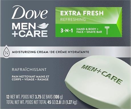 106 g Pack of 3 Dove Men + Care Hand & Body, Face & Shave Bar Soap